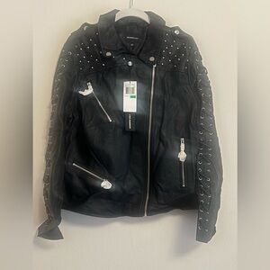 Members Only Black Studded Jacket Women’s Size L NWT
